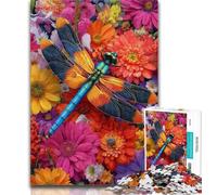 1000 Pieces for Teenagers Flowers And Dragonflies Jigsaw Puzzles 1000 Pieces for Adults Teens,Family Game Stress Reliever Difficult Challenge Great Gifts And Toys 26x38cm