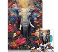 1000 Pieces for Teenagers Flowers And Elephants Jigsaw Puzzles for Teenagers 1000 Piece,Family Game Stress Reliever Difficult Challenge Secret Santa Gifts 50x75cm