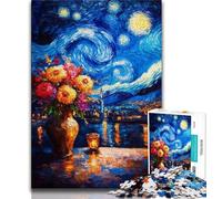 1000 Pieces for Teenagers Flowers Under The Night Sky Jigsaw Puzzles for Teenagers 1000 Piece,Family Game Stress Reliever Difficult Challenge Secret Santa Gifts (26x38cm)