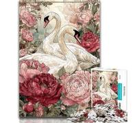 1000 Pieces for Teenagers Flowers White Swan Jigsaw Puzzles for Adults,Challenging Game Toys for Is Ideal As A Gift for The Whole Family 26x38cm