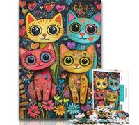 1000 Pieces for Teenagers Four Cats Jigsaw Puzzles 1000 Pieces for Adults Teens,Family Game Stress Reliever Difficult Challenge Great Gifts And Toys 50x75cm