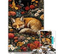 1000 Pieces for Teenagers Fox Sleeping in The Flowers 1000 Piece Jigsaw Puzzle for Adults Teens,Educational Games Home Decoration Artists Collection, Fine Art 26x38cm