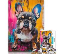 1000 Pieces for Teenagers French Bulldog Oil Painting Jigsaw Puzzles for Adults 1000 Pieces,for Home Decoration for Age 14 Years Up 50x75cm