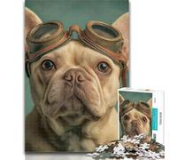 1000 Pieces for Teenagers French Bulldog Pilot 1000 Pieces Jigsaw Puzzles For Teens And Adults,with Fully Interlocking Randomly Shaped Pieces for And 14 Years Old 26x38cm