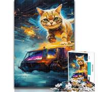 1000 Pieces for Teenagers Futuristic Cat 1000 Piece Jigsaw Puzzle for Adults And Teenagers,Educational Games Home Decoration Artists Collection, Fine Art 26x38cm