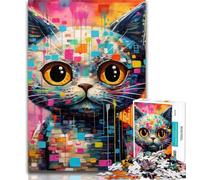1000 Pieces for Teenagers Futuristic Cat 1000 Pieces Jigsaw Puzzles for Adults And Teens,Unique Birthday And Gifts for Age 14+ 50x75cm
