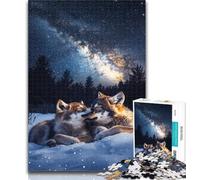 1000 Pieces for Teenagers Galaxy Wolf Puzzles 1000 Pieces for Adults,Stress Reliever Difficult Challenge Enhance Love between Couples 26x38cm