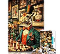 1000 Pieces for Teenagers Giraffes Playing Chess Jigsaw Puzzles 1000 Pieces for Adults Teens,Family Game Stress Reliever Difficult Challenge Great Gifts And Toys 26x38cm