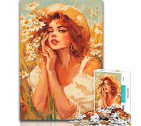 1000 Pieces for Teenagers Girl in Wildflowers Summer Jigsaw Puzzles for Adults 1000 Piece,Toys Educational Games Stress Relieving Wishlist with Santa Claus 50x75cm