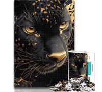 1000 Pieces for Teenagers Golden Black Panther Jigsaws Puzzles 1000 Pieces for Teenagers Gifts,Educational Game for Birthday, Chrismas for And 14 Years Old 26x38cm
