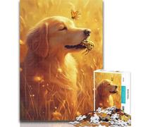 1000 Pieces for Teenagers Golden Retriever Portrait Jigsaw Puzzles for Adults 1000 Pieces,Family Game Stress Reliever Difficult Challenge Great Gifts And Toys 75x50cm