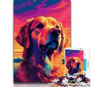 1000 Pieces for Teenagers Golden Retriever Sunset Jigsaws 1000 Pieces for Teenagers,Decompressing Intellectual Educational Toy Great Gifts And Toys (50x75cm)