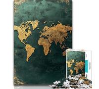 1000 Pieces for Teenagers Golden World Map Jigsaw Puzzles for Teenagers 1000 Piece,Family Game Stress Reliever Difficult Challenge Secret Santa Gifts (26x38cm)