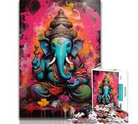 1000 Pieces for Teenagers Graffiti Elephant Buddha Jigsaw Puzzles for Adults 1000 Piece,Toys Educational Games Stress Relieving Wishlist with Santa Claus 50x75cm