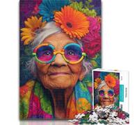 1000 Pieces for Teenagers Grandma And Flowers Jigsaws Puzzles 1000 Pieces for Adults Gifts,Present & Gift for Lovers Or Friends 26x38cm
