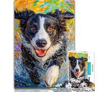 1000 Pieces for Teenagers Happy Border Collie Jigsaw Puzzles 1000 Pieces for Adults Teens,Relax Games Is Ideal As A Gift for The Whole Family 50x75cm