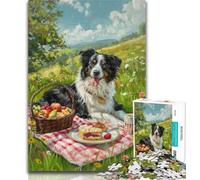 1000 Pieces for Teenagers Happy Border Collie Jigsaw Puzzles for Adults,Challenging Game Toys for Is Ideal As A Gift for The Whole Family 26x38cm