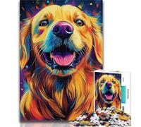 1000 Pieces for Teenagers Happy Golden Retriever 1000 Pieces Jigsaw Puzzle For Adults Teens,Toy Intellectual Game Artists Collection, Fine Art 50x75cm