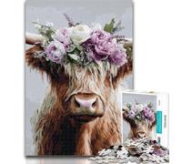 1000 Pieces for Teenagers Highland Cow Jigsaws 1000 Pieces for Adults,Toys Educational Games Stress Relieving Artists Collection, Fine Art 75x50cm