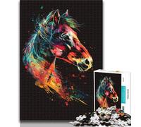 1000 Pieces for Teenagers Horse Watercolor 1000 Piece Jigsaw Puzzles for Adults,Diy Modern Wall Art Unique Gift Home Decor 50x75cm
