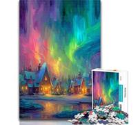 1000 Pieces for Teenagers Houses Under The Aurora 1000 Piece Jigsaw Puzzles for Teenagers,Relax Games Is Ideal As A Gift for The Whole Family 26x38cm