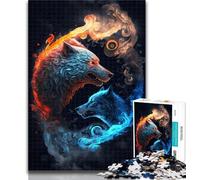 1000 Pieces for Teenagers Ice And Fire Tiger Jigsaws Puzzles 1000 Pieces for Adults Gifts,Present & Gift for Lovers Or Friends 50x75cm