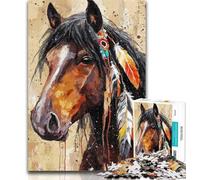 1000 Pieces for Teenagers Indian Horse Jigsaw Puzzles for Teenagers 1000,Toys Educational Games Stress Relieving Great Gifts And Toys 50x75cm