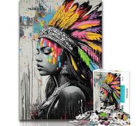 1000 Pieces for Teenagers Indian Princess Graffiti 1000 Piece Jigsaw Puzzles for Teenagers Gifts,Challenging Game And Family Play Secret Santa Gifts 26x38cm