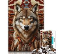 1000 Pieces for Teenagers Indian Wolf 1000 Piece Jigsaw Puzzles for Teenagers Gifts,Challenging Game And Family Play Secret Santa Gifts 26x38cm