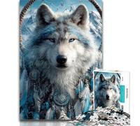 1000 Pieces for Teenagers Indian Wolf Jigsaws 1000 Pieces for Adults,Toys Educational Games Stress Relieving Artists Collection, Fine Art 26x38cm