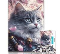 1000 Pieces for Teenagers Japanese Ninja Cat 1000 Pieces Jigsaw Puzzles for Adults And Teens,with Fully Interlocking Randomly Shaped Pieces for And 14 Years Old 50x75cm