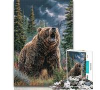 1000 Pieces for Teenagers Jungle Grizzly Jigsaw Puzzles for Adults 1000 Pieces,for Home Decoration for Age 14 Years Up 50x75cm