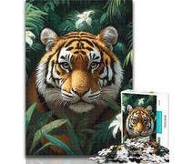 1000 Pieces for Teenagers Jungle Tiger Jigsaw Puzzles for Teenagers 1000 Pieces,Challenging Difficult with Fully Interlocking Randomly Shaped Pieces 50x75cm