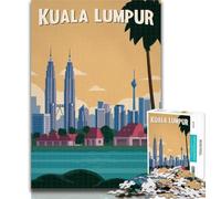 1000 Pieces for Teenagers Kuala Lumpur 1000 Piece Jigsaw Puzzle for Adults And Teenagers,Educational Games Home Decoration Artists Collection, Fine Art 26x38cm