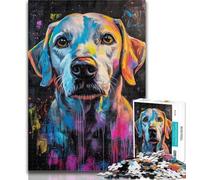 1000 Pieces for Teenagers Labrador Retriever Oil Painting Jigsaw Puzzles 1000 Pieces for Adults Teens,Family Game Stress Reliever Difficult Challenge Great Gifts And Toys 50x75cm