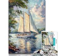 1000 Pieces for Teenagers Large Saillboat on The River 1000 Pieces Jigsaw Puzzle For Adults Teens,Toy Intellectual Game Artists Collection, Fine Art 26x38cm