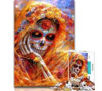 1000 Pieces for Teenagers Mexican Style Skull Jigsaw Puzzles for Adults 1000 Piece,Toys Educational Games Stress Relieving Wishlist with Santa Claus 50x75cm