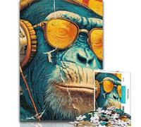 1000 Pieces for Teenagers Monkey Wearing Glasses 1000 Piece Jigsaw Puzzles for Adults,Educational Stress Relief Toy Great Gifts And Toys 26x38cm