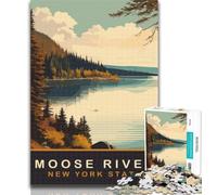1000 Pieces for Teenagers Moose River Puzzles 1000 Pieces for Adults,Educational Game Challenge Toy for Women And Men 26x38cm
