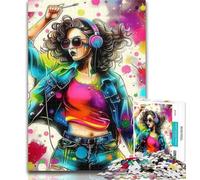 1000 Pieces for Teenagers Music Girl 1000 Piece Jigsaw Puzzles for Adults,Diy Modern Wall Art Unique Gift Home Decor 50x75cm