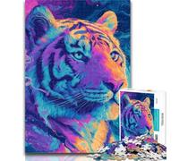 1000 Pieces for Teenagers Mysterious Tiger Adult Jigsaws 1000 Pieces Difficult,Toys Educational Games Stress Relieving Artists Collection, Fine Art 75x50cm
