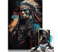 1000 Pieces for Teenagers Native American Warior Adult Jigsaws 1000 Piece,Stress Reliever Difficult Challenge Unique Home Decor And Gifts 50x75cm