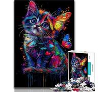 1000 Pieces for Teenagers Neon Cat Jigsaws Puzzles 1000 Pieces for Adults Gifts,Present & Gift for Lovers Or Friends (26x38cm)