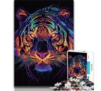 1000 Pieces for Teenagers Neon Tiger Jigsaws Puzzles 1000 Pieces for Adults Gifts,Toys Educational Games Stress Relieving Unique Home Decor And Gifts 26x38cm