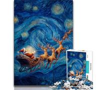 1000 Pieces for Teenagers Night Sky Santa Claus Jigsaw Puzzles for Teenagers 1000 Piece,Family Game Stress Reliever Difficult Challenge Secret Santa Gifts (26x38cm)