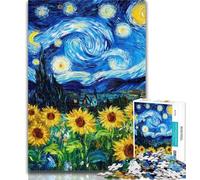 1000 Pieces for Teenagers Night Sky Sunflower 1000 Pieces Jigsaw Puzzle for Adults& Teens,Educational Toys Is Ideal As A Gift for The Whole Family 26x38cm
