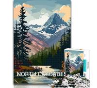 1000 Pieces for Teenagers North Cascades National Park Poster Jigsaw Puzzles for Adults 1000 Pieces,Family Game Stress Reliever Difficult Challenge Great Gifts And Toys 75x50cm