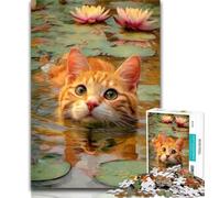 1000 Pieces for Teenagers Orange Cat in The River Jigsaws Puzzles 1000 Pieces for Teenagers Gifts,Educational Game Challenge Toy for Women And Men 26x38cm