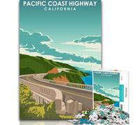 1000 Pieces for Teenagers Pacific Coast Highway Art 1000 Piece Jigsaw Puzzle for Adults And Teenagers,Educational Games Home Decoration Artists Collection, Fine Art 26x38cm
