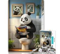 1000 Pieces for Teenagers Panda Sitting on The Toilet Jigsaws 1000 Pieces for Adults,Toys Educational Games Stress Relieving Artists Collection, Fine Art 75x50cm